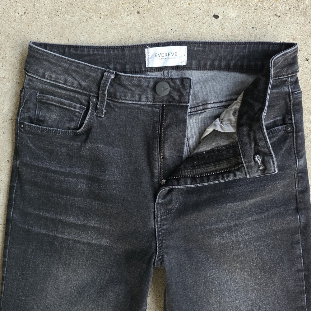 EverEVE Cuffed Jeans Size 27 Black The Ever Straight High-Waisted Retro Boho - Picture 4 of 8